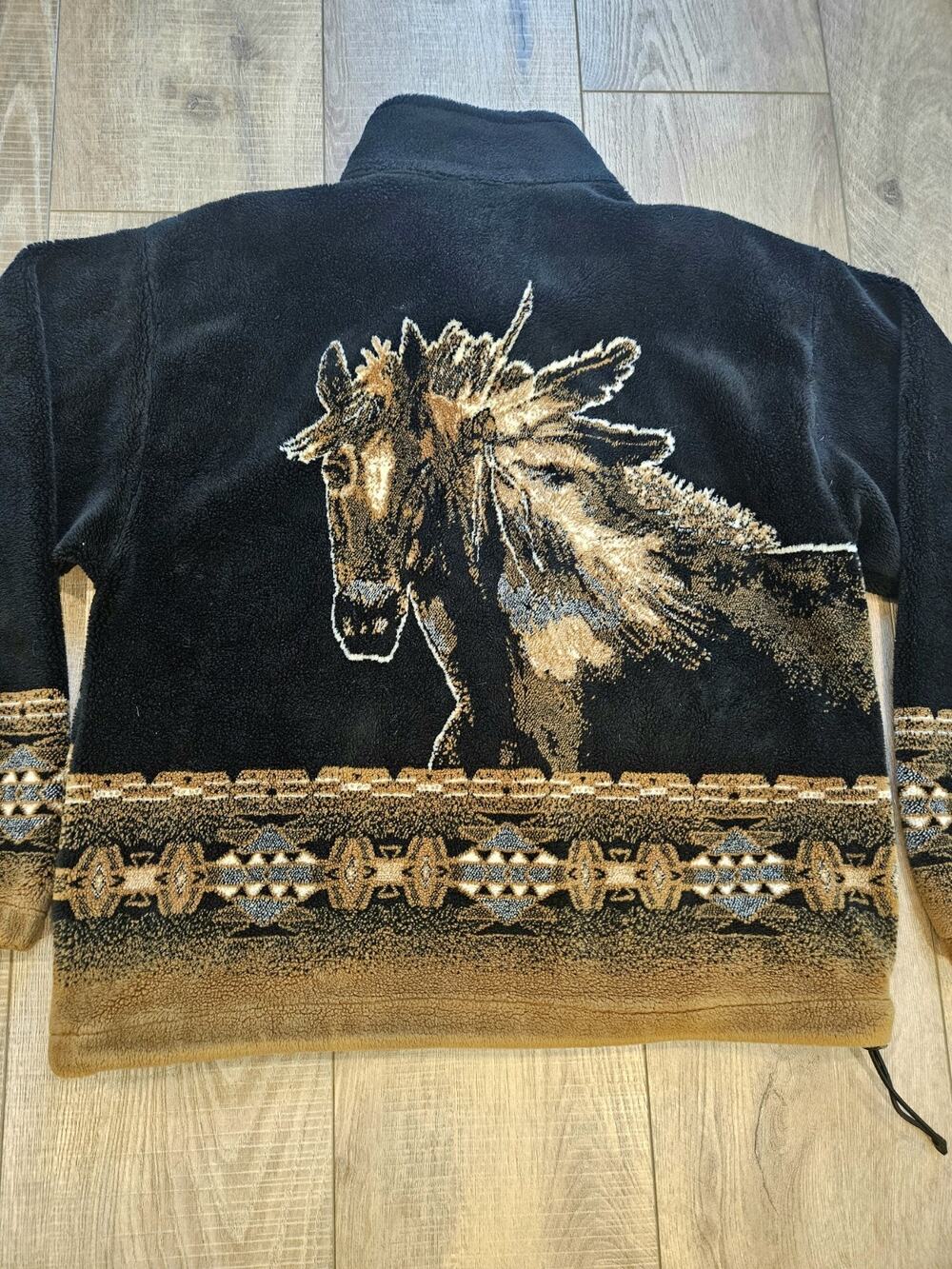 Outback Trading Co Vintage Horse Fleece Jacket Southwestern Print Full Zip M